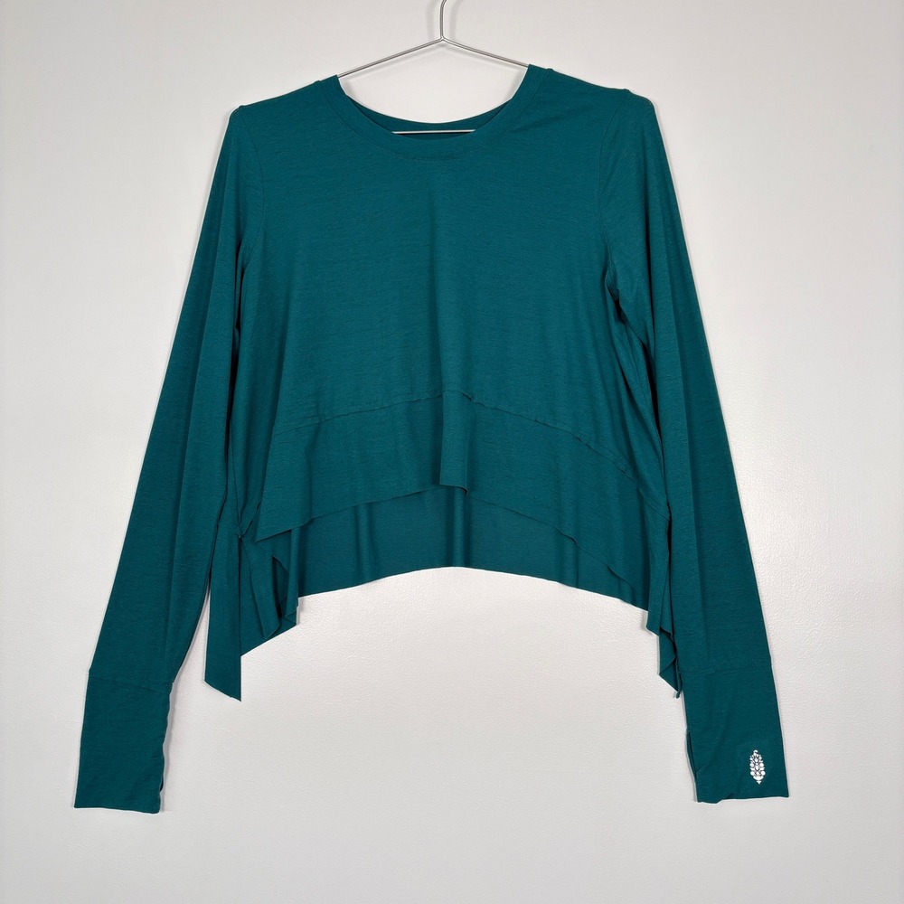 FP Movement by Free People Teal Long Sleeve Layered Hem Top
